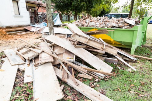 Team members coordinating a commercial clearance at a Sudbury office site
